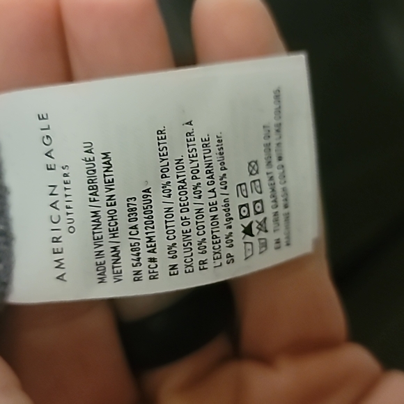 American Eagle XL Raglan Thermal Charcoal/Gray Long Sleeve Shirt - Picture 3 of 4